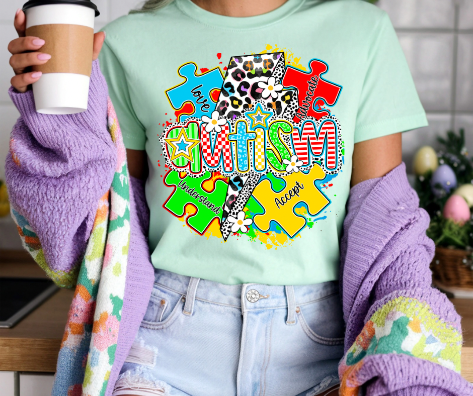 Leopard Lightning Bolt Autism Tee
