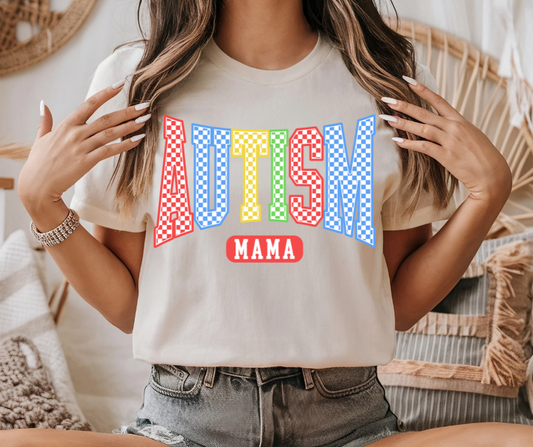 Autism Mama Checkered Mama TShirt